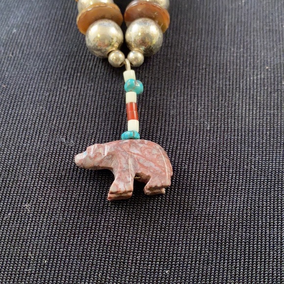 Santa Domingo bear necklace with  silver beads - Picture 5 of 7